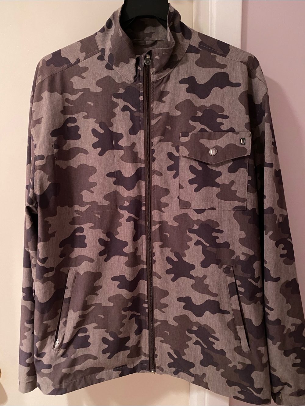 Linksoul Men's Grey Camouflage Zip-Front Jacket